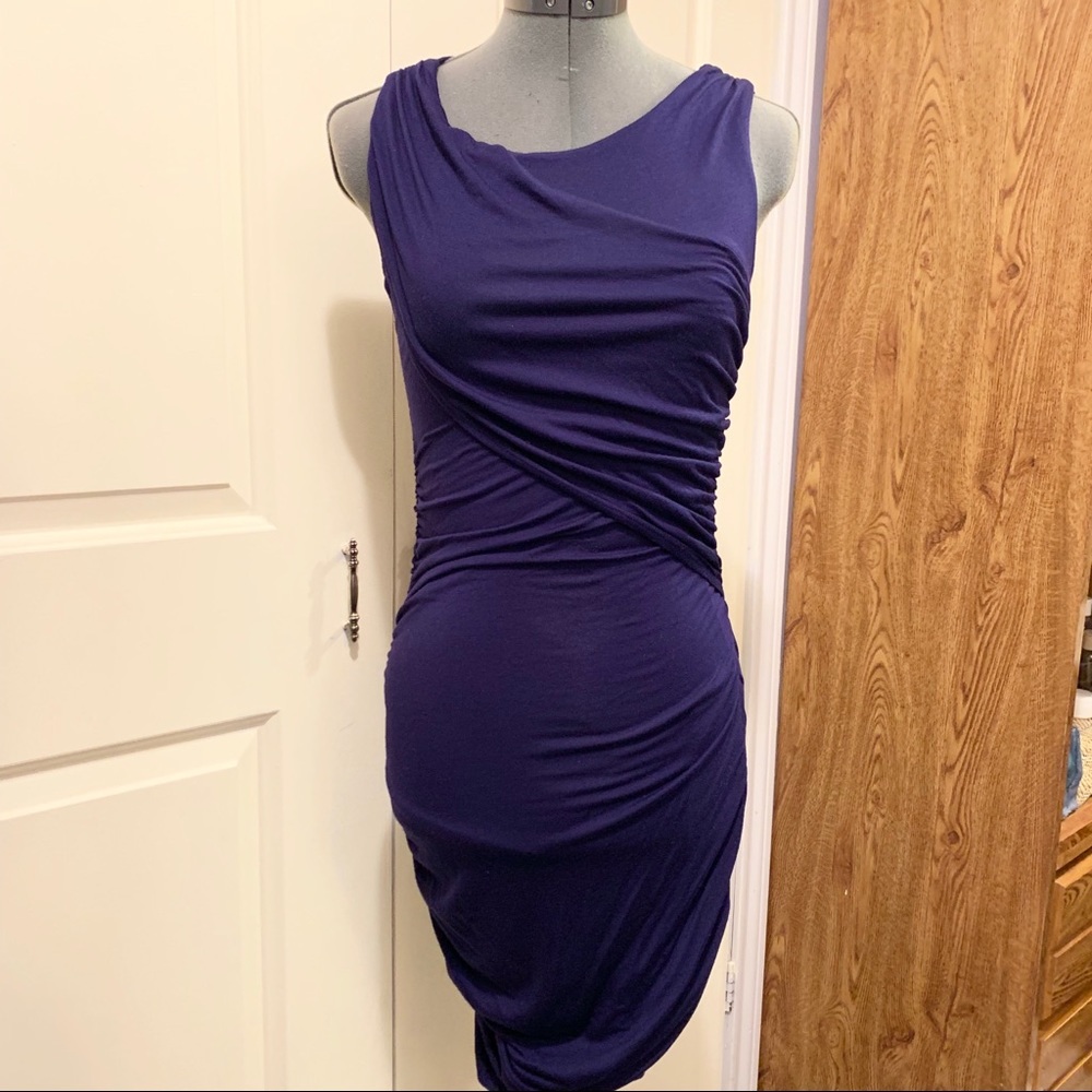 Purple AQUA Modal & Spandex Ruched Dress